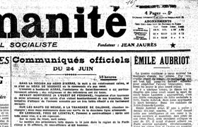 Extrait du journal L'Humanit de juin 1915 : hommage  mile Aubriot.