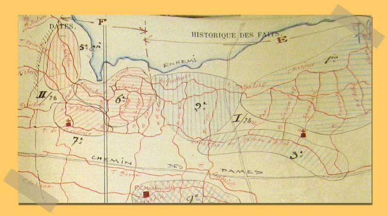Carte du secteur tenu par le 28e RI le 30 juin 1917