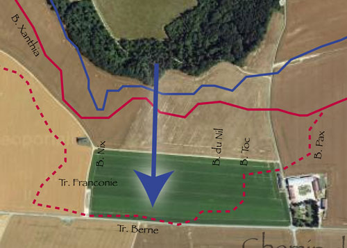 Plan de l'attaque de la ferme de la Bovelle, juin 1917.