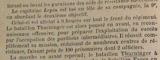 Extrait de l'historique du 28e RI pour aot 1918.