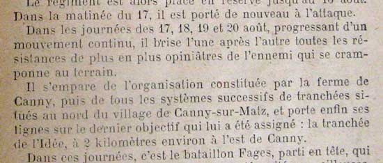 Extrait de l'historique du 28e RI pour aot 1918.