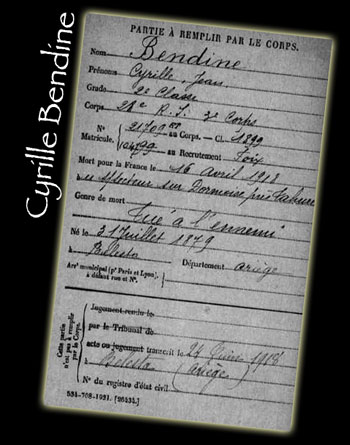 La fiche "Mort pour la France" de Cyrille Bendine