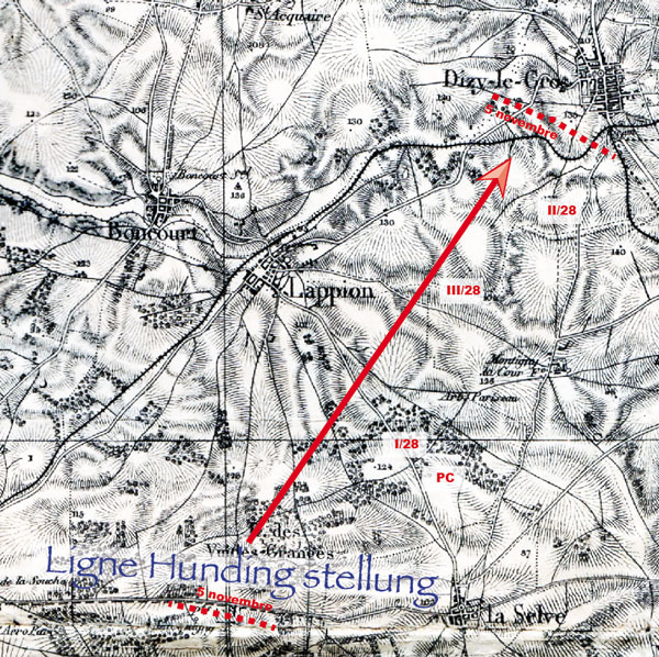 Carte du 5 novembre 1918. 28eRI.