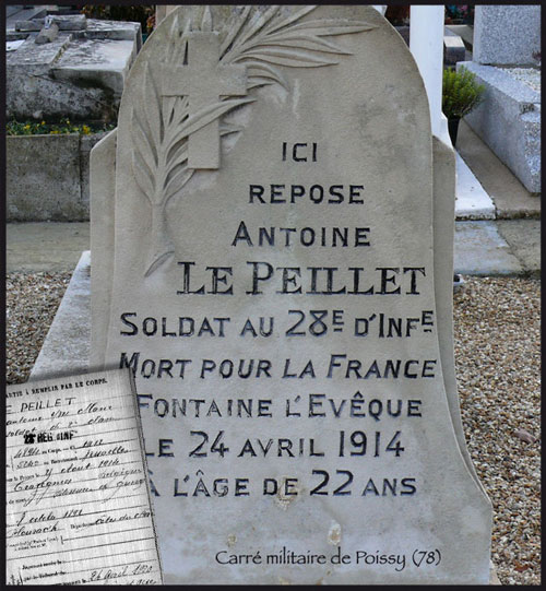 Spulture d'Antoine Le Peillet, cimetire de Poissy (78)
