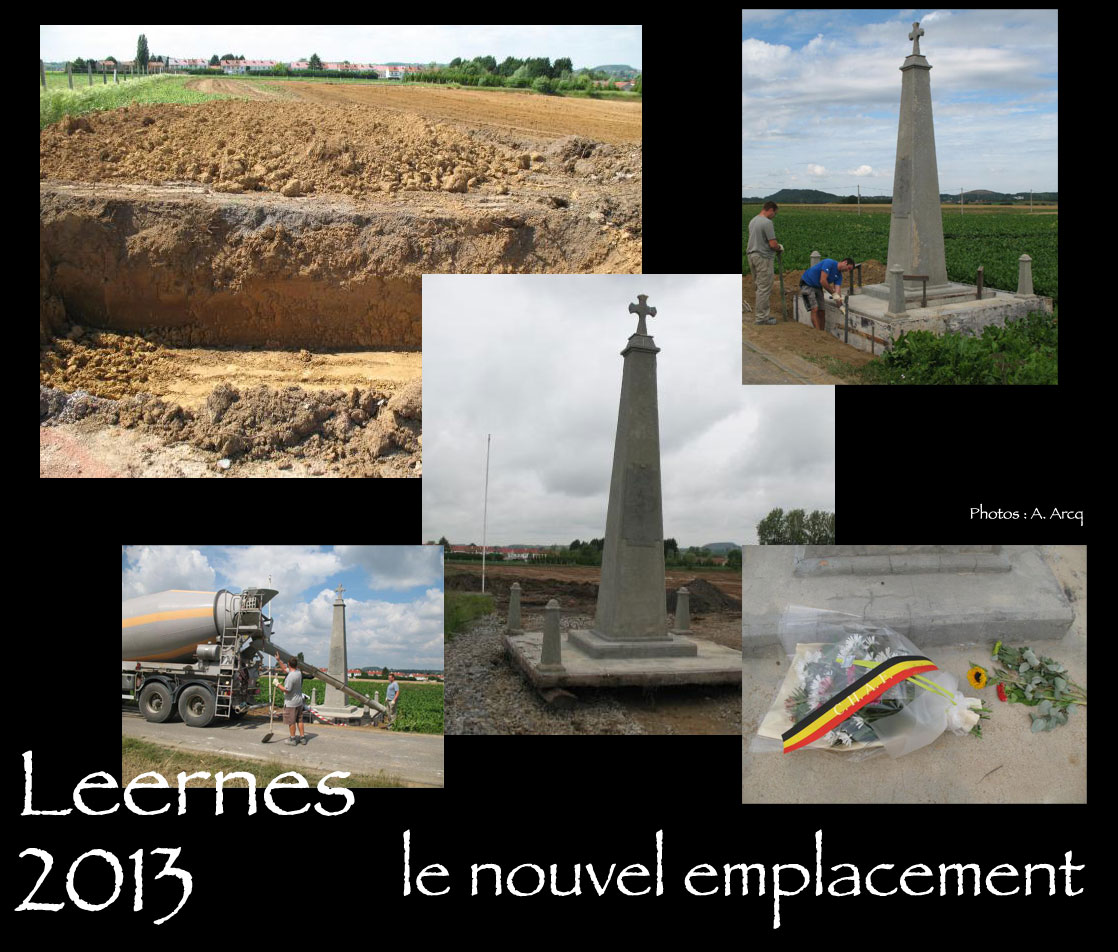 Les travaux de dplacement du monument de Leernes. Photos : Alain Arcq