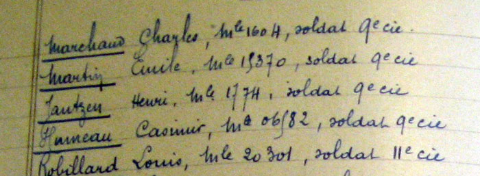 La citation d'mile Martin, Henri Jantzen et de Casimir Humeau.