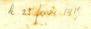 23 février 1915, détail d'une lettre d'A. Orange