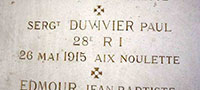ex voto du soldat Oaul Duvivier