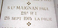 plaque ex-voto sous-lieutenant Maignan