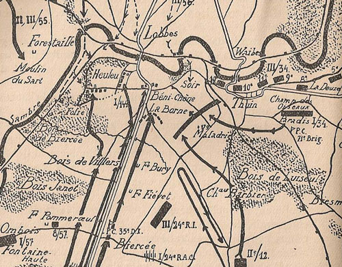 Carte des combats du 23 aot 1914.