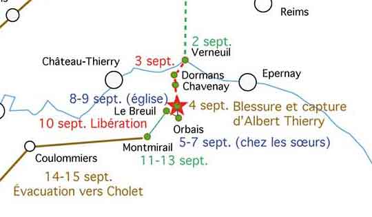 Parcours Albert Thierry septembre 1914