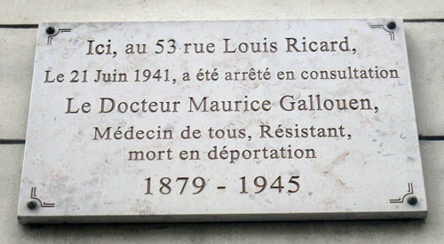 Plaque  la mmoire du docteur Gallouin, photo : T. Prunier