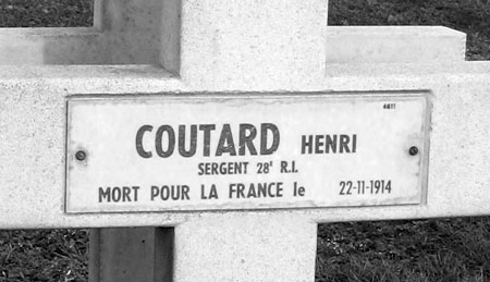 La spulture d'Henri Coutard, ncropole nationale de Cormicy