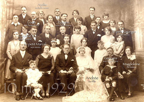 le mariage d'Andre Orange en mai 1929.