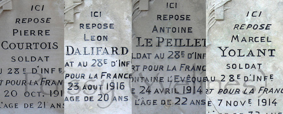 Les quatre soldats du 28e RI enterrés à Poissy (78)